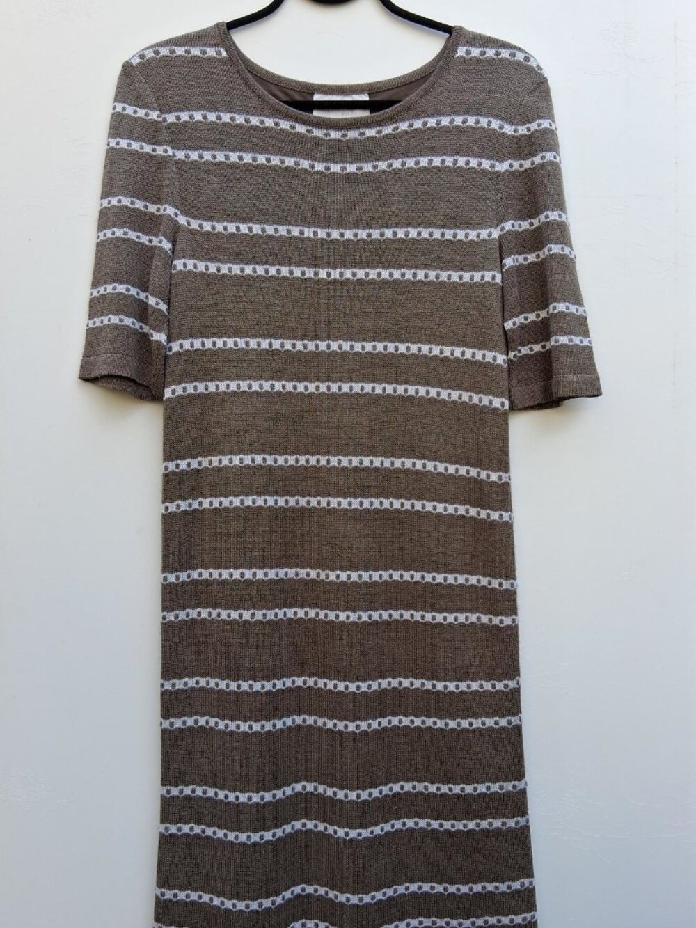 Vintage NINA RICCI WEEKEND knit short-sleeved knee-length dress, striped (s. M)